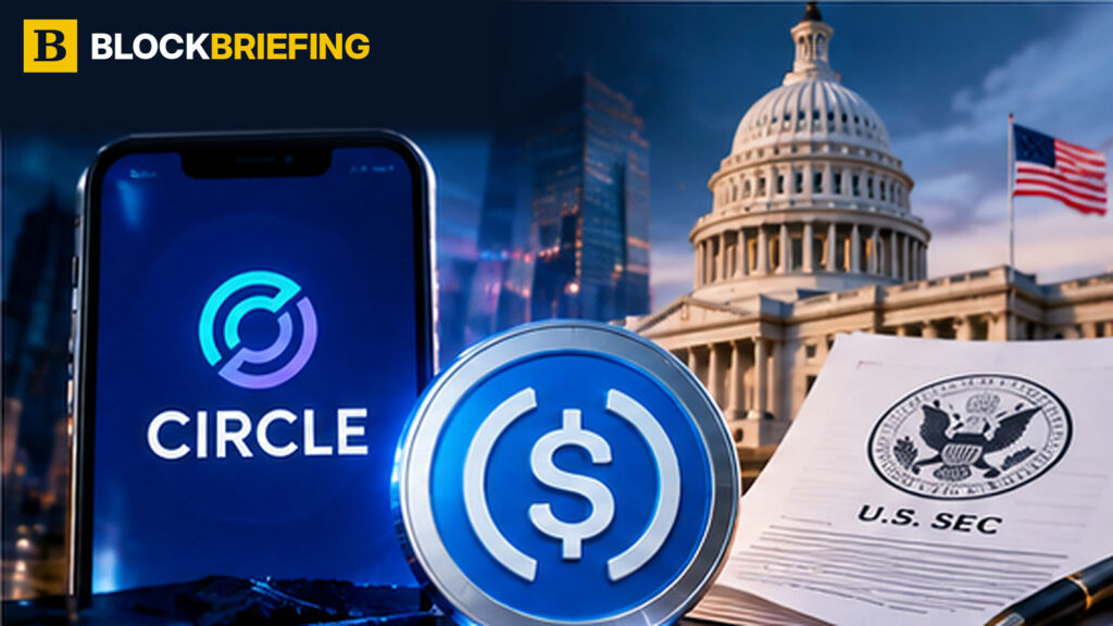 BlockBriefing illustration of Circle USDC stablecoin and United States securities regulation