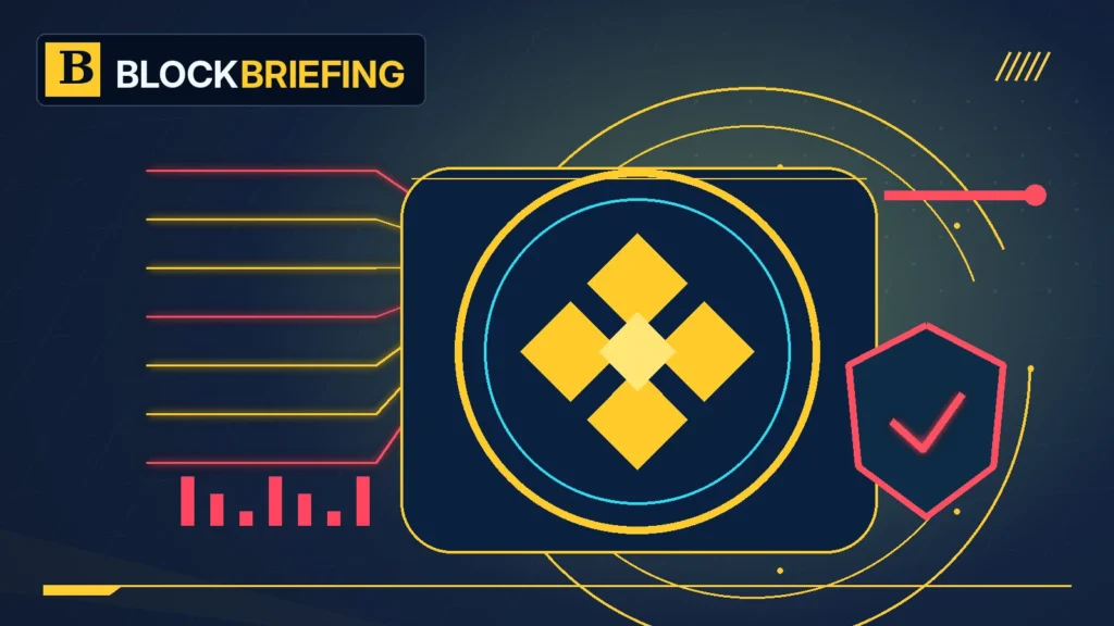 BlockBriefing editorial illustration of a Binance-related crypto exchange security incident and frozen digital assets