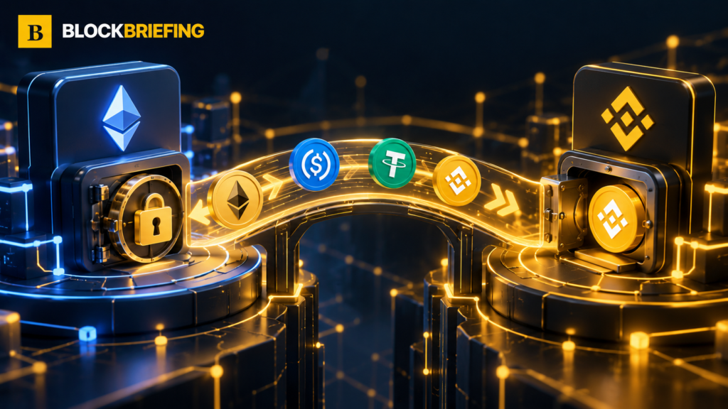 BlockBriefing editorial illustration comparing spot cryptocurrency holding and futures-based financial products