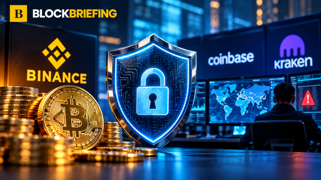 Editorial illustration depicting digital asset security and Bitcoin mining infrastructure