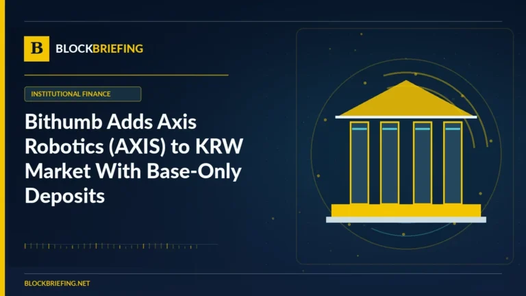 Bithumb Adds Axis Robotics (AXIS) to KRW Market With Base-Only Deposits | BlockBriefing editorial illustration