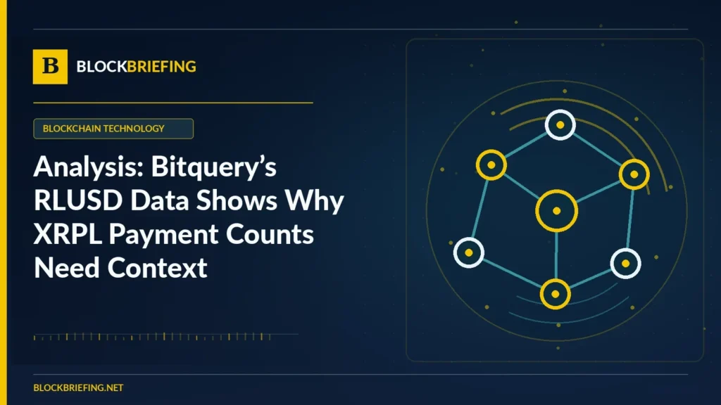 Analysis: Bitquery’s RLUSD Data Shows Why XRPL Payment Counts Need Context | BlockBriefing editorial illustration