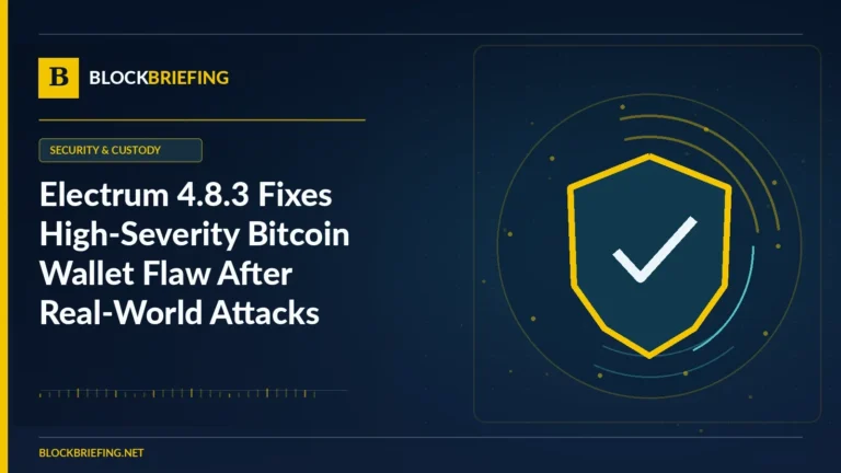 Electrum 4.8.3 Fixes High-Severity Bitcoin Wallet Flaw After Real-World Attacks | BlockBriefing editorial illustration